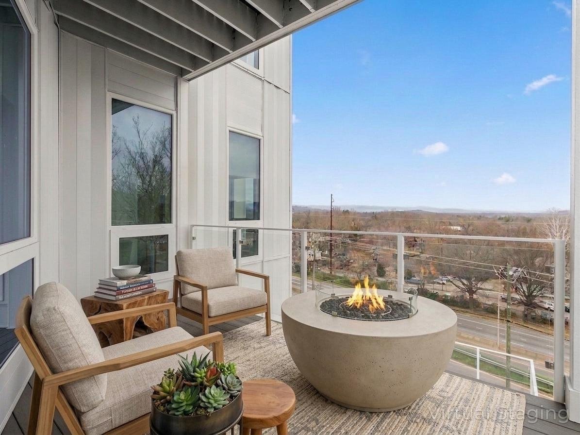 outdoor deck with firepit
